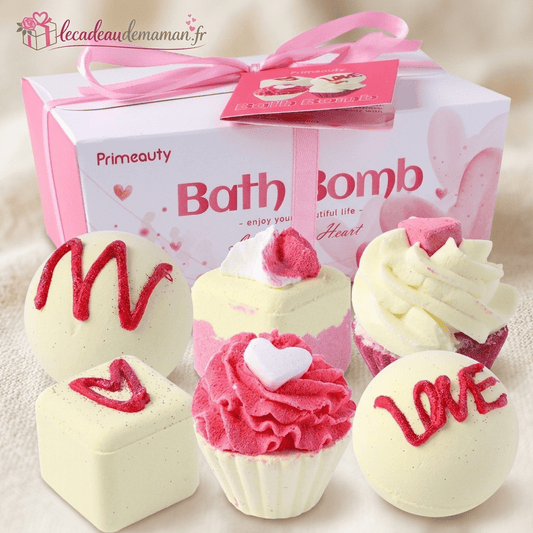Coffret Spa à la Maison — 6 Bombes de Bain Rose & Chocolat - Le cadeau de maman
