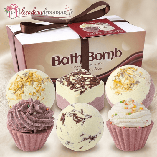 Coffret Spa à la Maison — 6 Bombes de Bain Rose & Chocolat - Le cadeau de maman
